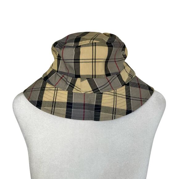Barbour Mens Sz XL Tartan Bucket Hat Cream Grey Plaid Cassic - Picture 3 of 13